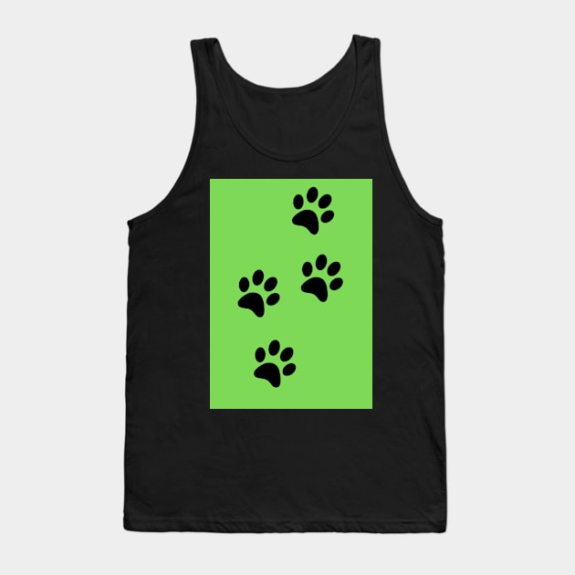 Black Pawprints on Light Green Tank Top by Blue Butterfly Designs 